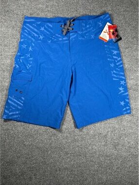 Joe Boxer Men's Blue 4-Way Stretch Swim Trunks Size 36